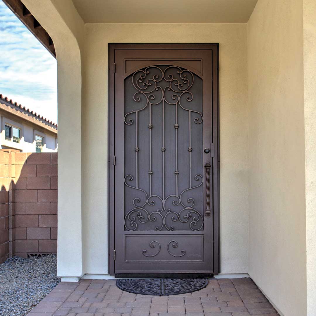 Custom made iron security door from First Impression Ironworks